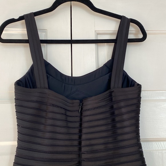 BCBGMaxAzria Black Gown Maxi Structured Satin Gown Size 6 Prom Homecoming Mesh - Picture 12 of 17